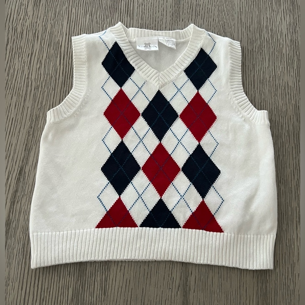 KOALA KIDS  boys toddler blue &red Argyle vest